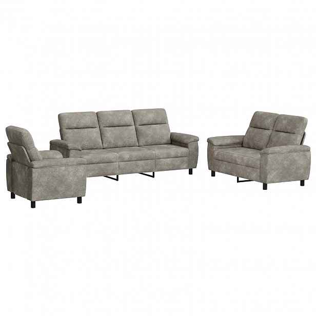 vidaXL Set pohovek 3 pcs Tmavě šedá Umělá semišová kůže