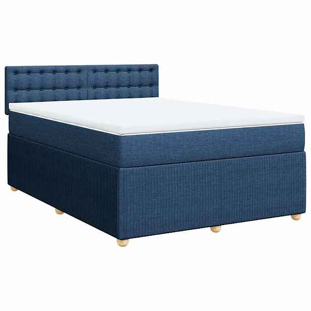 vidaXL Box spring postel s matrací modrá 140x190 cm textil