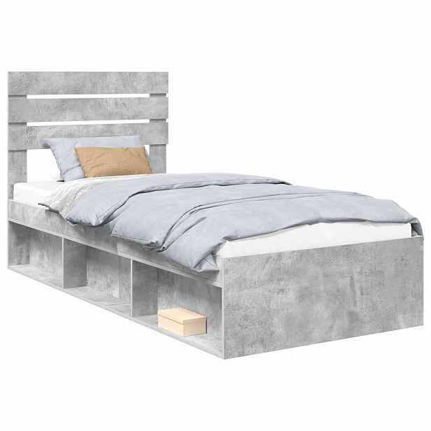 vidaXL Rám postele Betonově šedá 100 x 200 cm Masivní borové dřevo