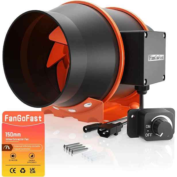 Regulovatelný kanálový ventilátor 150 mm typu inline s Ec motorem, 684 m³/h