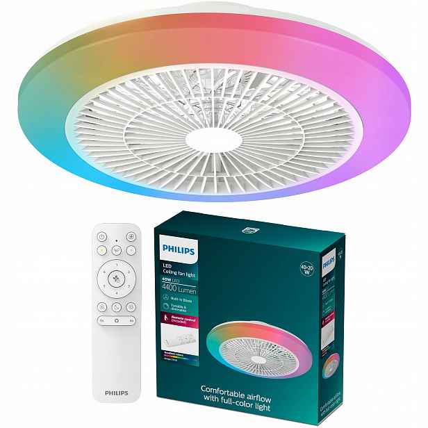 Stropní Svítidlo Stropní Svítidlo Led s Větrným Mlýnem 60W Rgb Lustr Dálkový Ovladač Amigo Philips