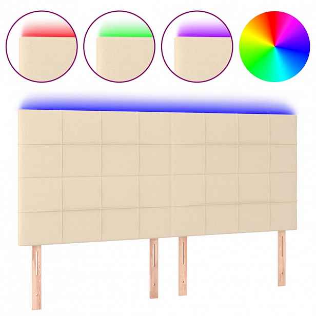 vidaXL Čelo postele s LED krémová 200x5x118/128 cm textil