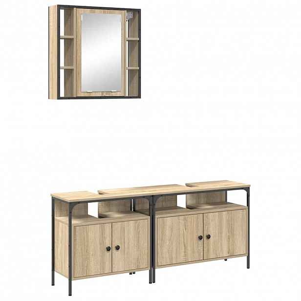 vidaXL Sada koupelnového nábytku 3 ks Hnědá 80 x 30 x 60 cm