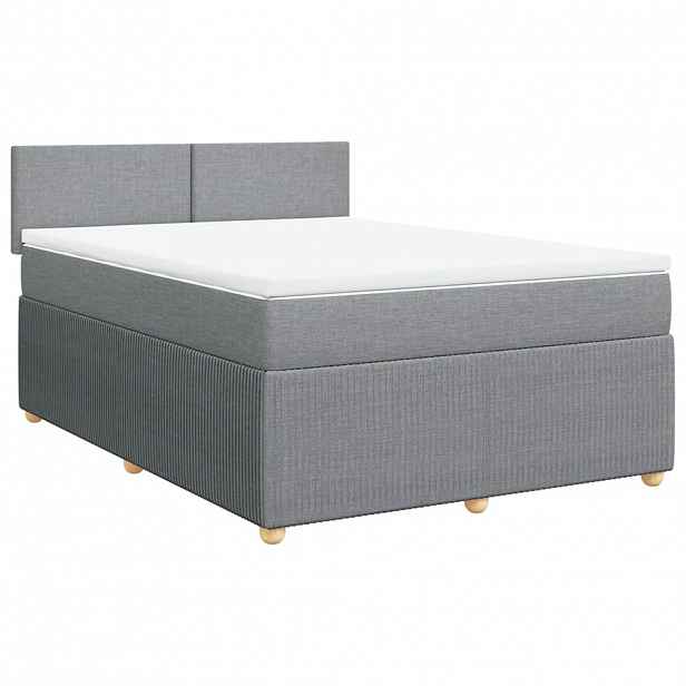vidaXL Box spring postel s matrací světle šedá 140 x 200 cm textil