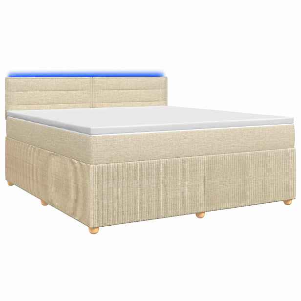 vidaXL Postel boxspring s matrací s čelo Krémová 140 x 200 cm Textil