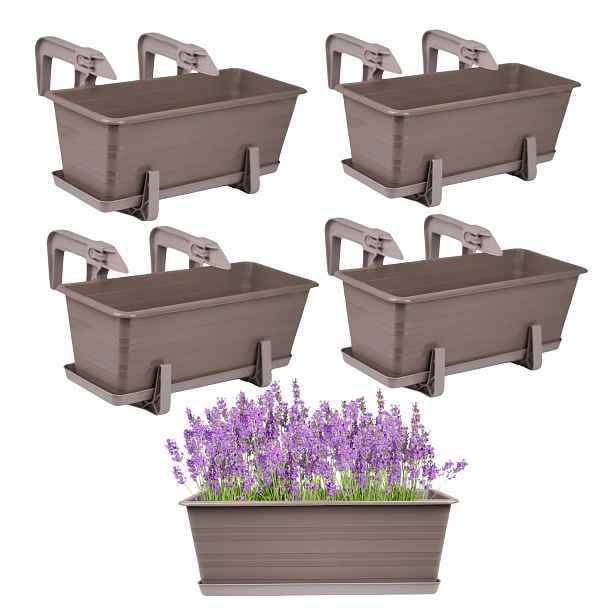 4 x Moderní Balkonový Květináč Na Balkon Květiny Rostliny 40 cm Béžový