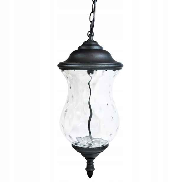 Venkovní závěsná Led lampa černá na řetězu ze skla, teplá barva Polux