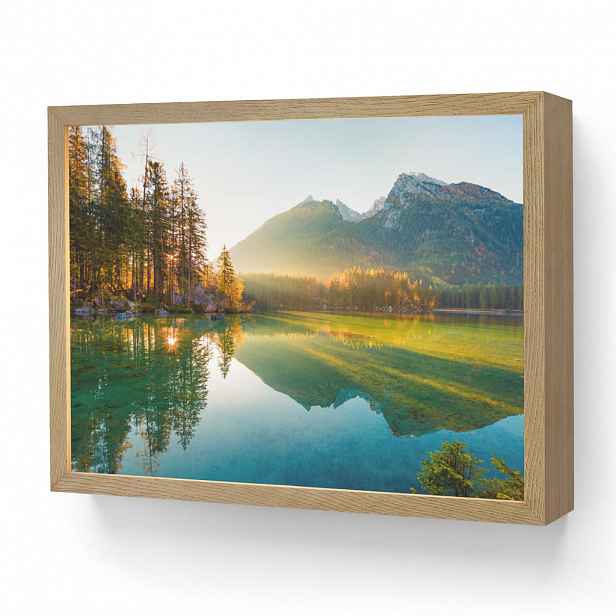 OnlyWow NÁSTĚNNÁ LAMPA S AKUMULÁTOREM Jezero - Les - Hory - Příroda - Slunce - Krajina 40x30 cm