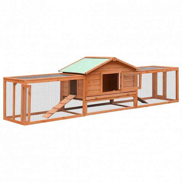 vidaXL Králíkárna 310x70x87  cm masivní borové a jedlové dřevo