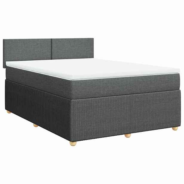 vidaXL Box spring postel s matrací tmavě šedá 140x200 cm textil