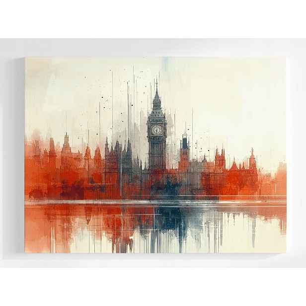 Plakát Grafika Londýn Big Ben Westminster Odraz 100x75
