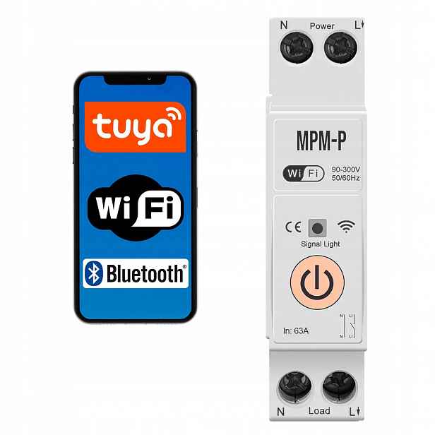 Přepínač Adelid WiFi 63A napájení ze sítě na Din lištu