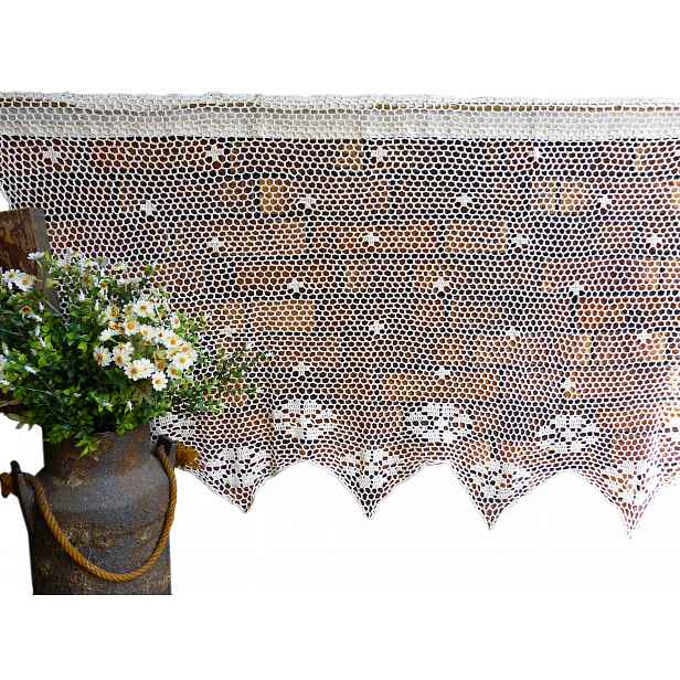 Záclona do kuchyně 190 x 70 cm ručně vyrobená, styl Boho, rustikální