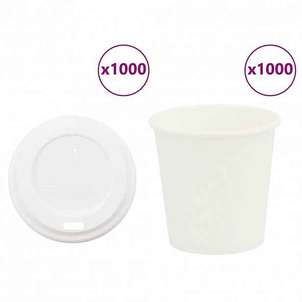 vidaXL Papírové kelímky na kávu s víčky 1000 pcs 4oz 100ml