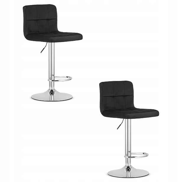 2X Sada Barová Židle Kuchyňská Barová Židle 108 CM Černá Sametová Do Kuchyně