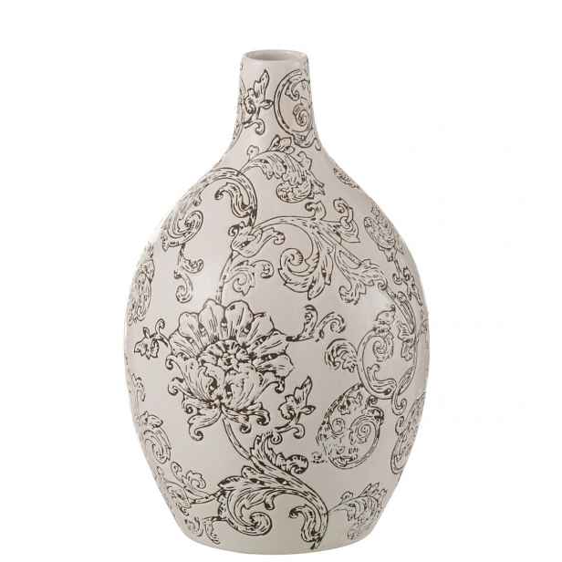 Bílo-černá porcelánová váza s květy Zen Ball – 20*20*33 cm J-Line by Jolipa