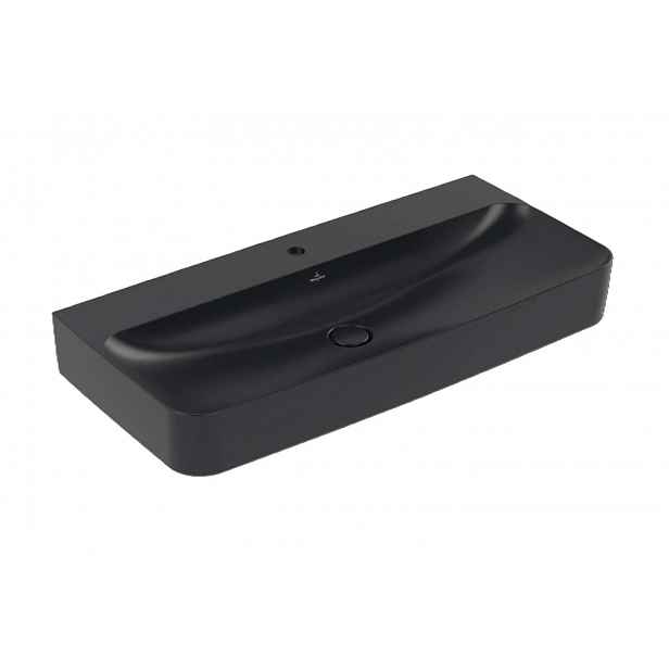 Villeroy & Boch Finion - Umyvadlo 100x47 cm, skrytý přepad, otvor pro baterii, CeramicPlus, Pure Black 4168ABR7