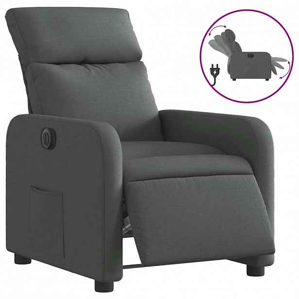 vidaXL Elektrické polohovací křeslo tmavě šedé textil