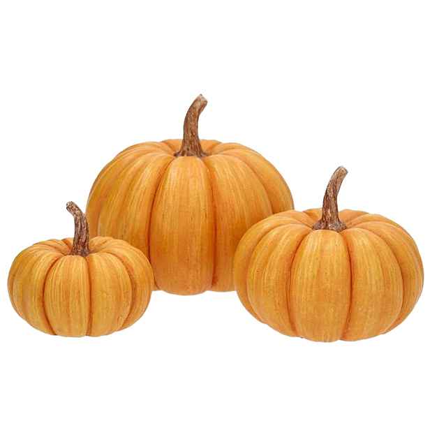 Figurka Dýně 3ks Oranžová Podzimní Dekorace Na Halloween Podzim 26cm