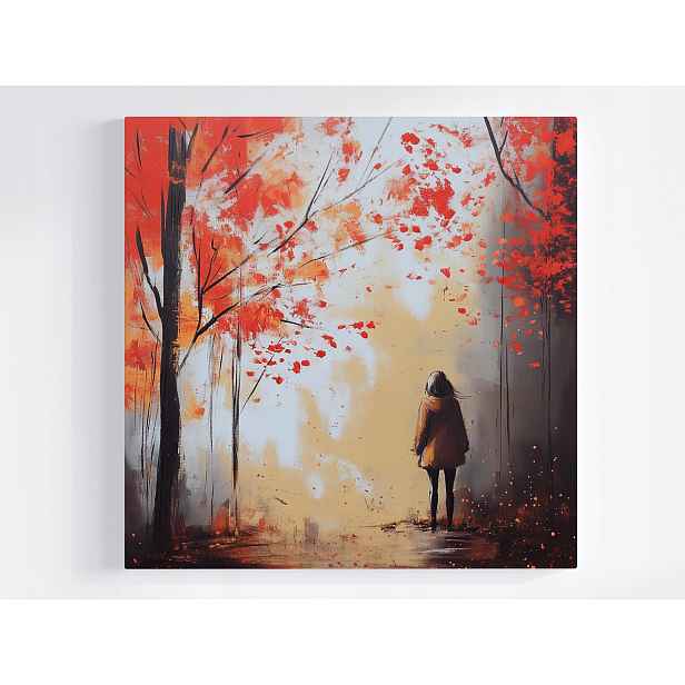 Obraz Na Plátně Obraz Na Plátně Dáma Dívka Podzim Vítr Melancholie 50x50