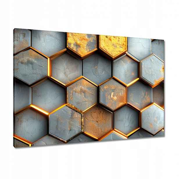 Obrazy 100x70 Zlaté hexagonální dlaždice
