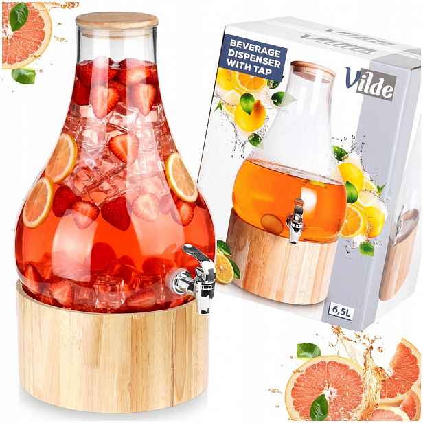 Sklenice Nápoje velká sklenice distributor sklo kohoutkem stojanem 6,5L