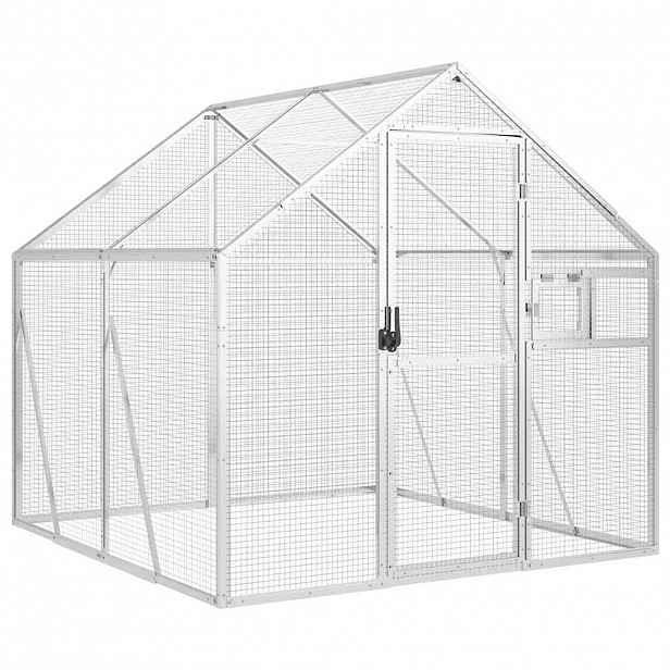 vidaXL Voliéra stříbrná 1,79 x 2 x 1,85 m hliník