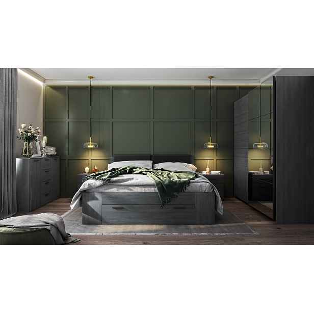 Ložnice ZANDER 1 s postelí 160x200 cm, dub carbon