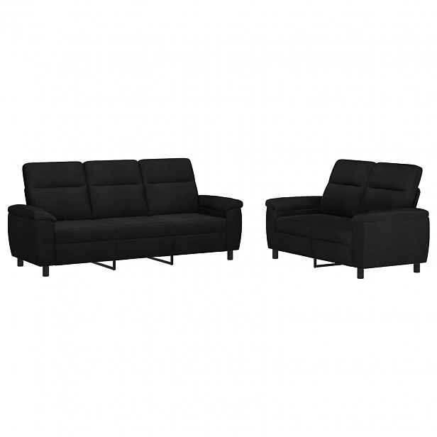 vidaXL Set pohovek 2 pcs Černá Textil