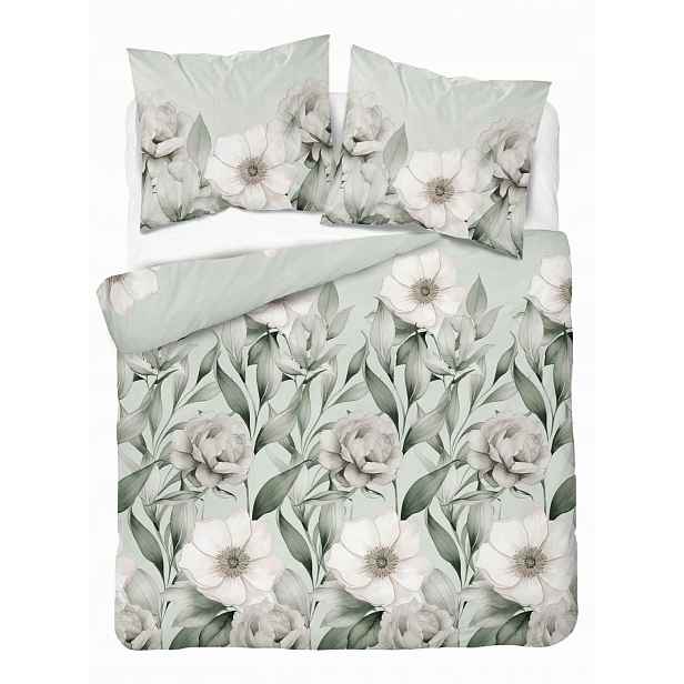 Saténové Povlečení 220x200 Romantické Magnolie zelené Home Satin