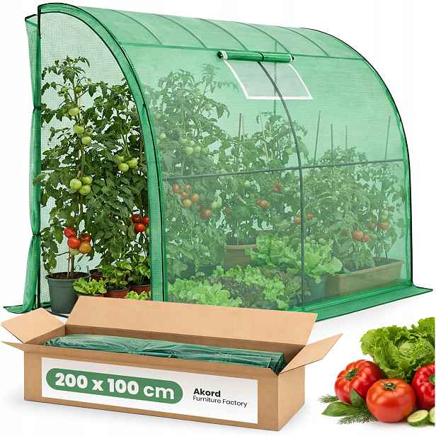 Zahradní skleník, nástěnný fóliový tunel 1D1OK Zelená 100x200x210 Akd