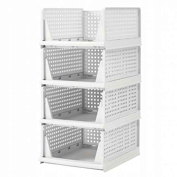 Zásuvkový organizér 4x Krabice Bílý 43x33x18 cm Skládací pro skladování