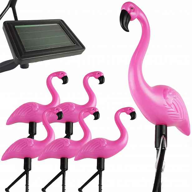 6x Zahradní Led lampa Solární Zapichovací Venkovní Ozdobná Plameňáci 54cm