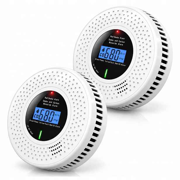 Detektor oxidu uhelnatého a kouře 2v1 s LCD Barex En 14604 En 50291 alarmový detektor Co
