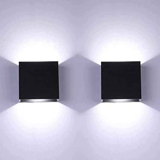 Glighone 2 kusy Led nástěnných lamp do interiéru, černé, 6 W, hliníkové nástěnné svítidlo