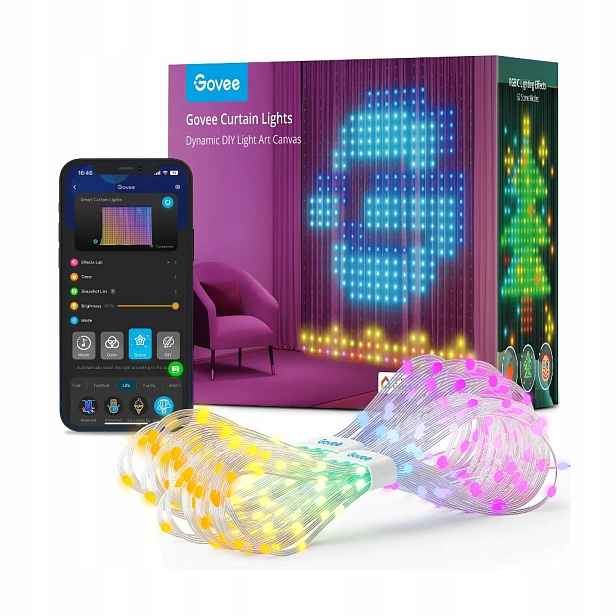 Govee H70B1 Curtain Light Závěs, Led závěs Wi-Fi, Bluetooth, Rgbic,
