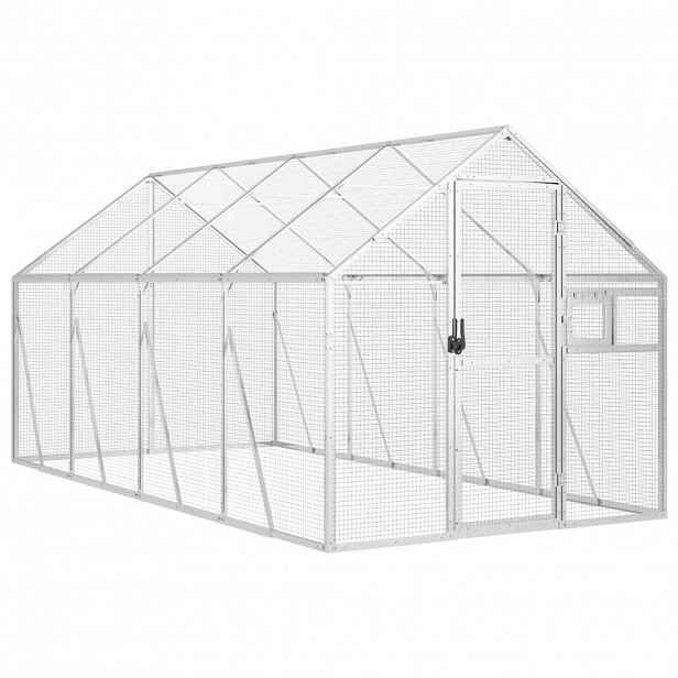 vidaXL Voliéra stříbrná 1,79 x 4 x 1,85 m hliník