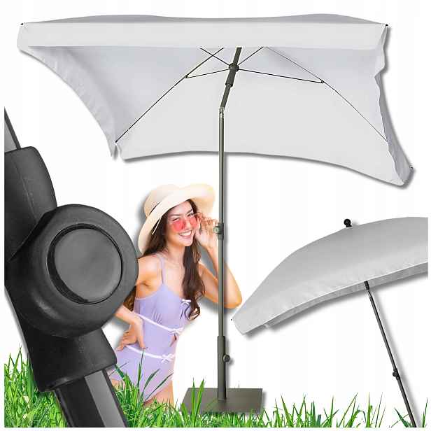 Zlomený Parasol Nastavitelný 2x1,3 m Obdélníkový Zahradní 200x130 cm Světle šedý