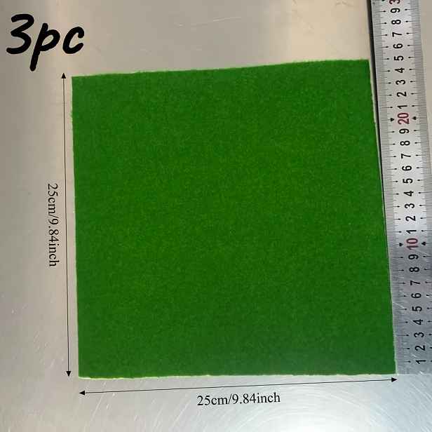 TEMU Sada 3 ks Malých Umělých Trávníkových Rohožek 9,94x9,84 Palců - pro Domečky pro Panenky, Pohádkové Zahrádky, DIY Projekty a Párty Dekorace,