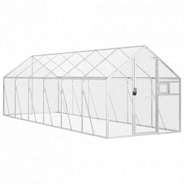 vidaXL Voliéra stříbrná 1,79 x 6 x 1,85 m hliník