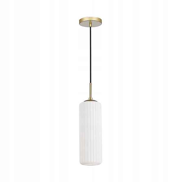 Závěsná lampa zlato-bílá s ryhovanou trubicí 1xE27 20W Vesta Milagro