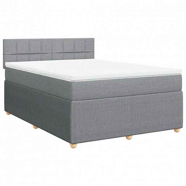 vidaXL Box spring postel s matrací světle šedá 140 x 200 cm textil