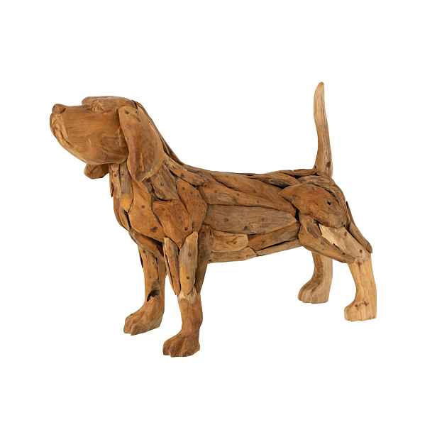 Ručně sestavená soška psa z teakového dřeva Dog teak - 69*19*51cm J-Line by Jolipa