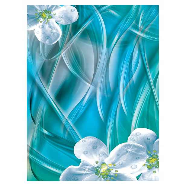 Tapeta Bílé květy rosa tyrkysová abstrakce moderní design 206x275 lepidlo