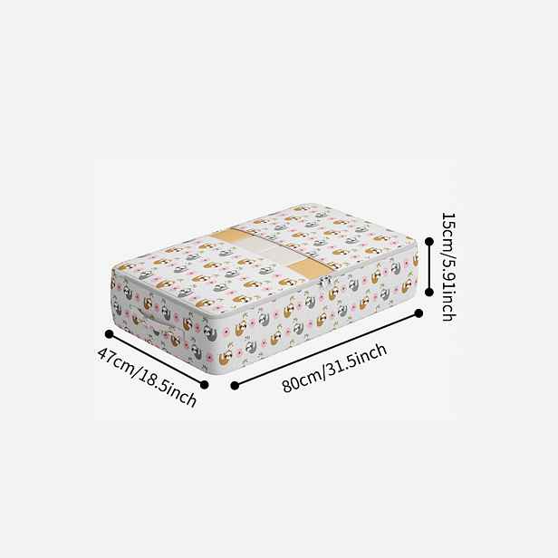 TEMU Úložný box pod postel s potiskem lenochoda, organizér na oblečení s tlustým dvojitým víkem, úložný kontejner na přikrývky a oděvy pod postel do