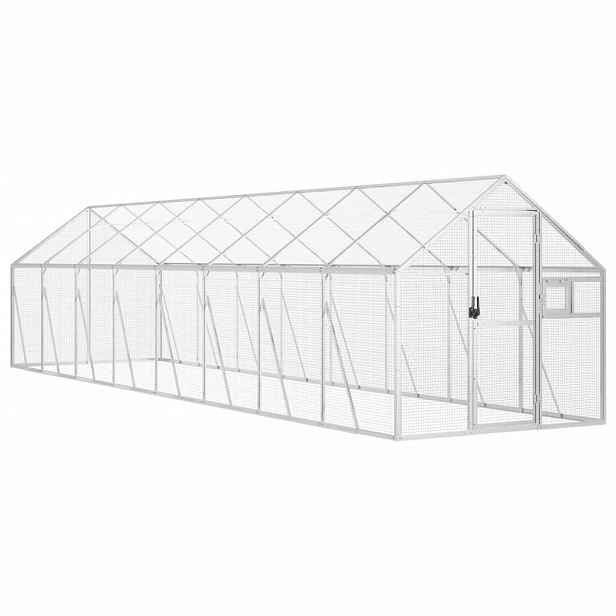 vidaXL Voliéra stříbrná 1,79 x 8 x 1,85 m hliník