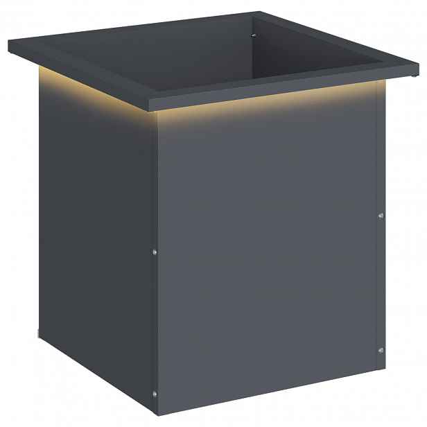 vidaXL Zahradní truhlík s LED osvětlením Antracitová 40 x 40 x 40 cm