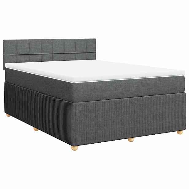 vidaXL Box spring postel s matrací tmavě šedá 140x200 cm textil