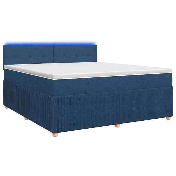 vidaXL Postel boxspring s matrací s čelo Modrá 140 x 200 cm Textil