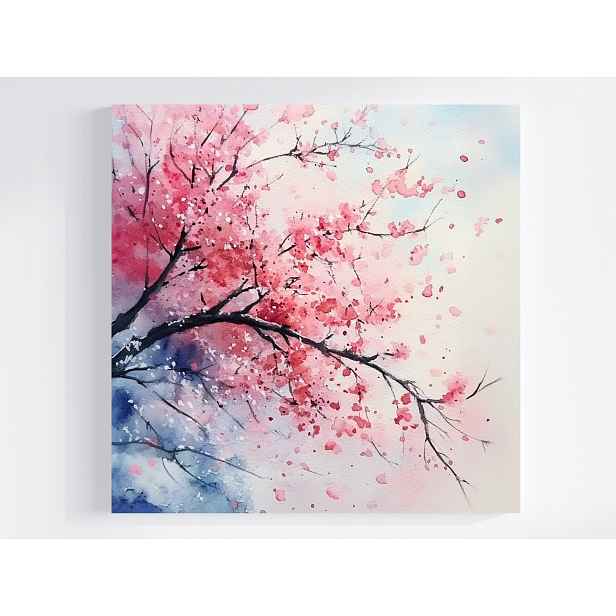 Obraz Na Plátně Canvas Akvarel Asie Japonsko Orientální Višeň Sakura 50x50